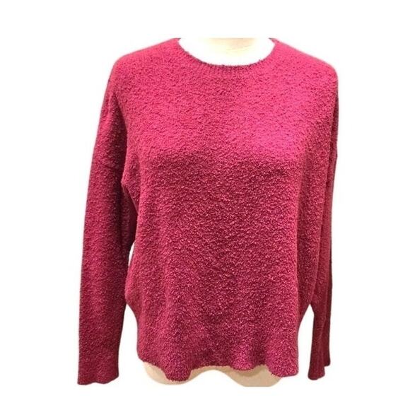 EILEEN FISHER Organic Cotton Crewneck Pullover Sweater Berry XS - Picture 2 of 8